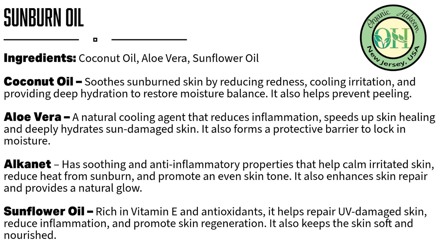 Organic Hakeem Sunburn Oil | Heals Sunburn | 100% Organic