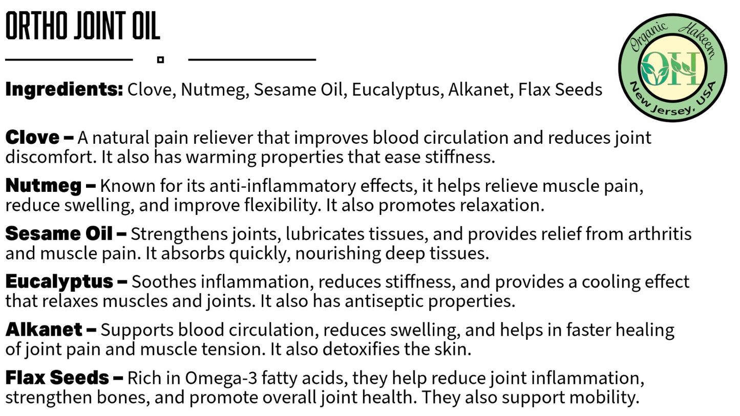 Organic Hakeem Ortho Joint Oil | For Joint & Muscle Pain | 100% Natural